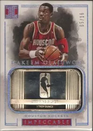 2016-17 Panini Impeccable - Silver NBA Logo #30 - Hakeem Olajuwon - Houston Rockets