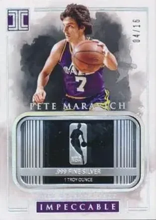 2016-17 Panini Impeccable - Silver NBA Logo #32 - Pete Maravich - New Orleans Jazz
