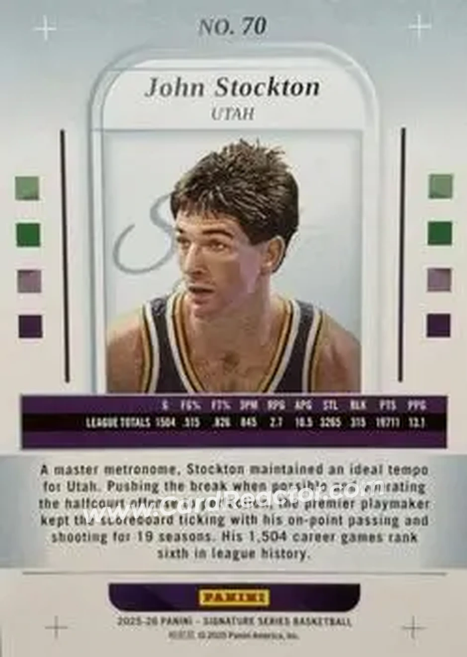 2025-26 Panini Signature Series - Plaid #70 - John Stockton - Utah Jazz - Back