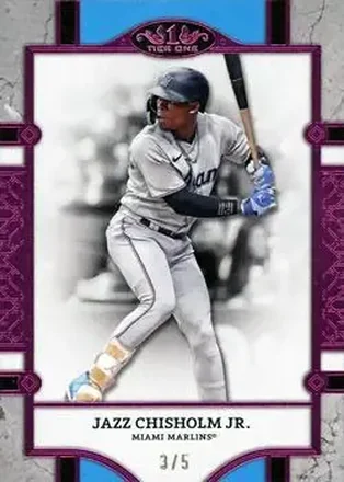 2024 Topps Tier One - Pink Foil #46 - Jazz Chisholm Jr. - Miami Marlins
