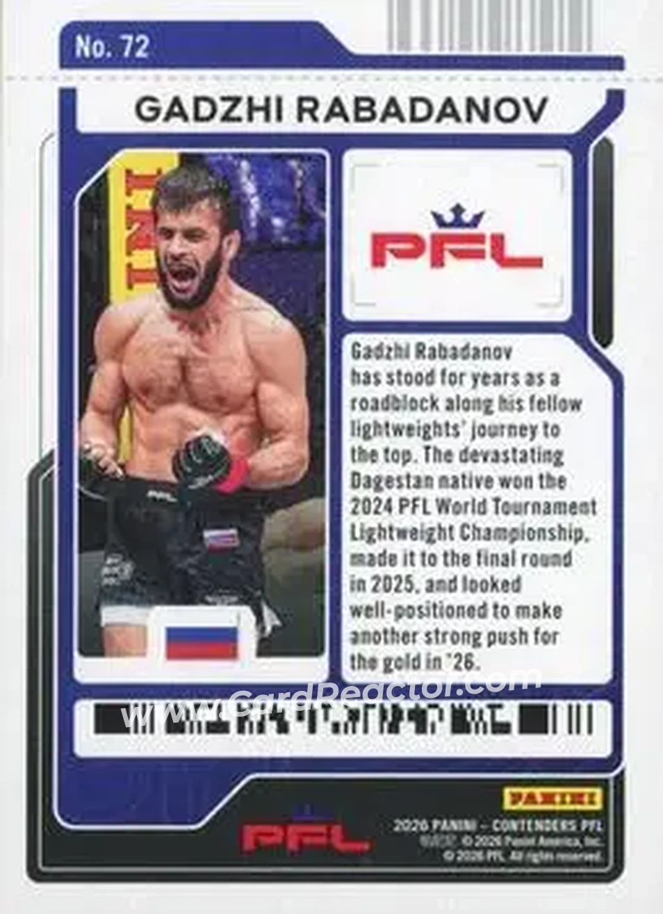 2026 Panini Contenders PFL - Co-Main Event Ticket #72 - Gadzhi Rabadanov - Back