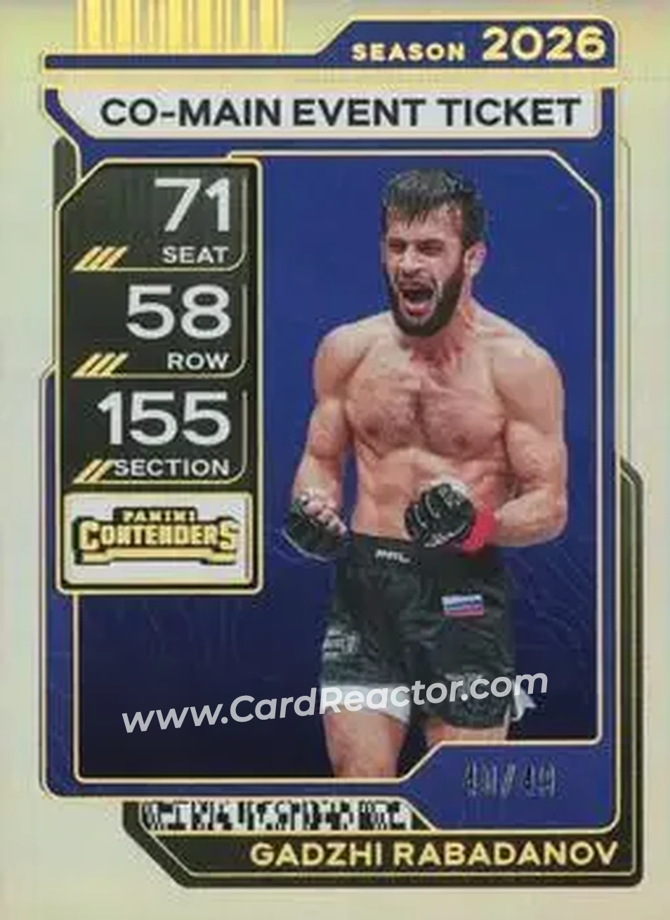 2026 Panini Contenders PFL - Co-Main Event Ticket #72 - Gadzhi Rabadanov - Front