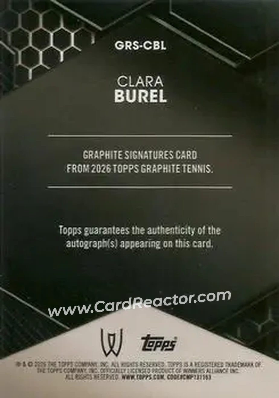 2026 Topps Graphite - Graphite Signatures #GRS-CBL - Clara Burel - Back