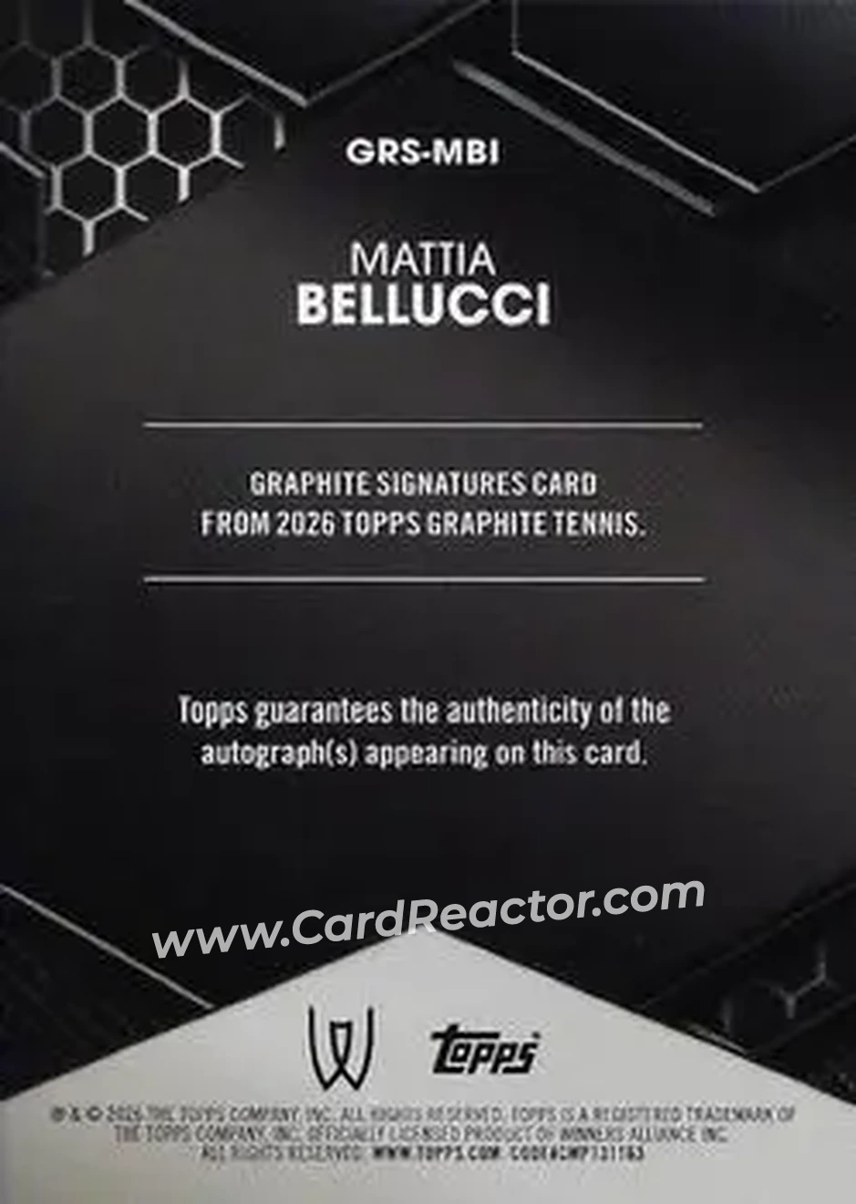 2026 Topps Graphite - Graphite Signatures #GRS-MBI - Mattia Bellucci - Back
