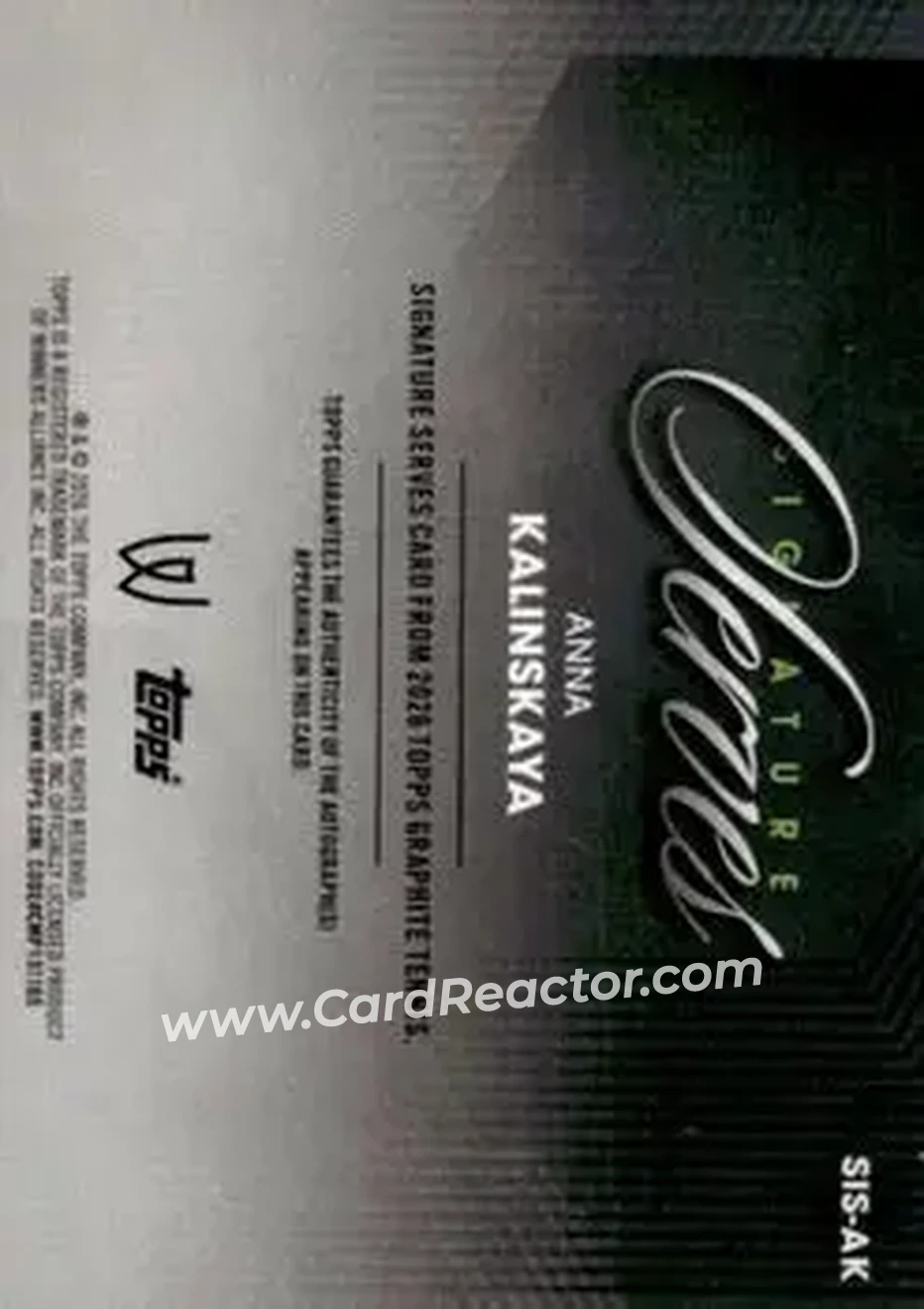 2026 Topps Graphite - Signature Serves #SIS-AK - Anna Kalinskaya - Back