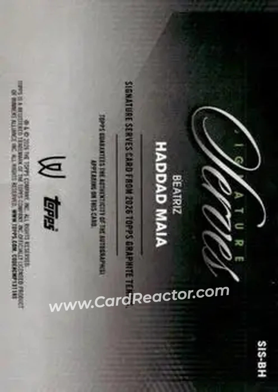 2026 Topps Graphite - Signature Serves #SIS-BH - Beatriz Haddad Maia - Back