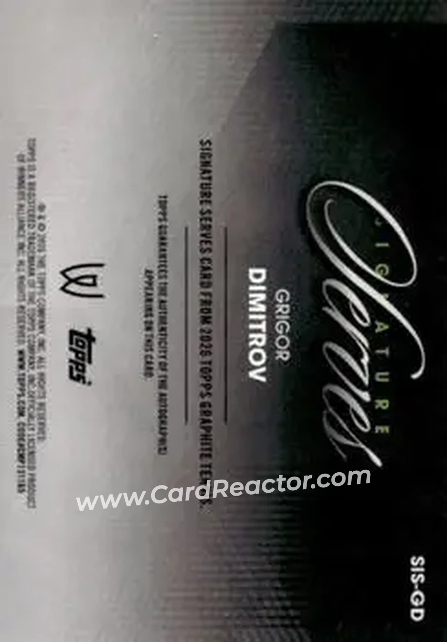 2026 Topps Graphite - Signature Serves #SIS-GD - Grigor Dimitrov - Back