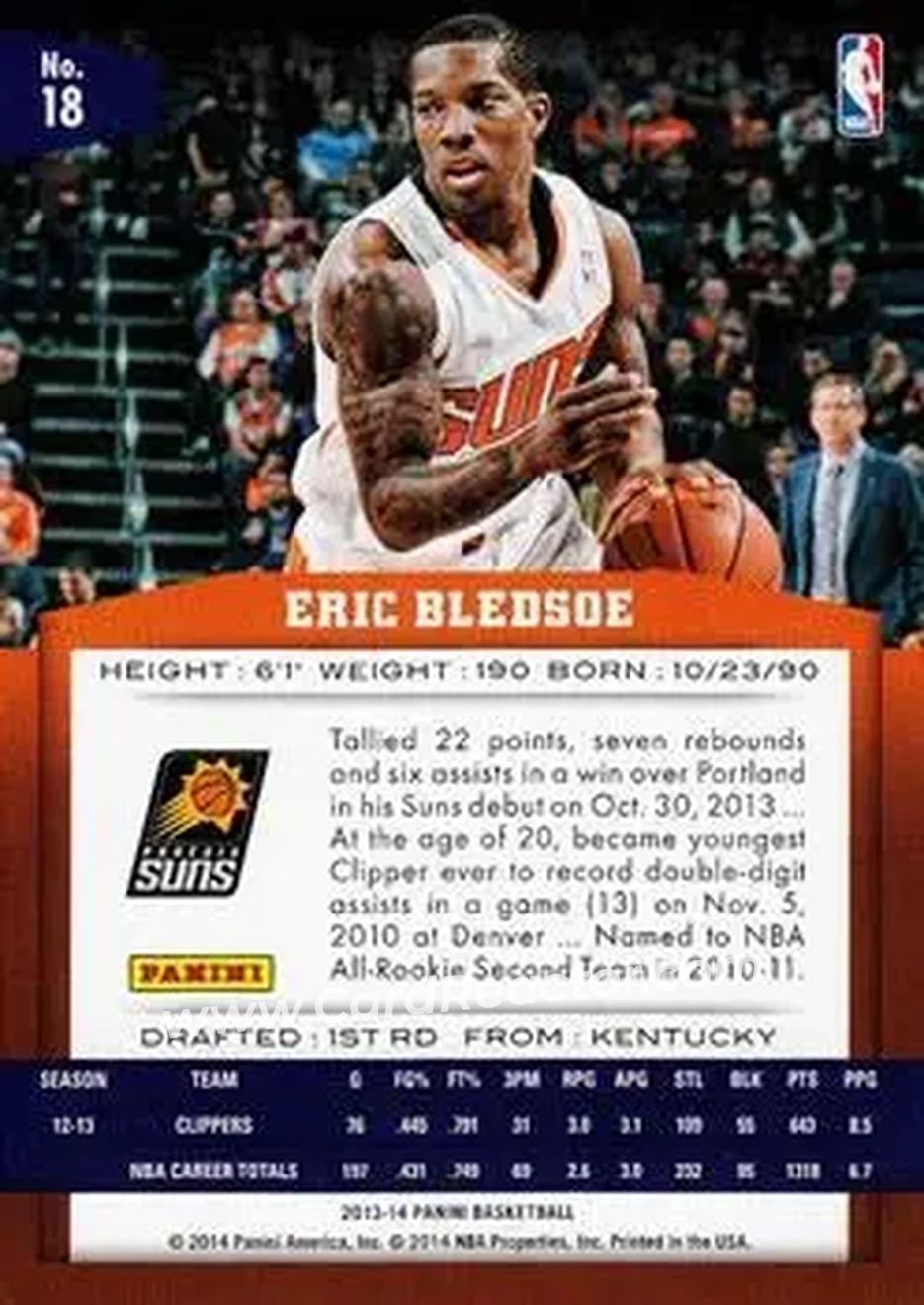2013-14 Panini #18 - Eric Bledsoe - Phoenix Suns - Back