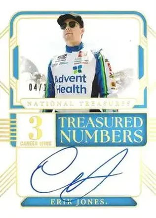 2025 Panini National Treasures - Treasured Numbers Signatures Holo Gold #TNS-EJS - Erik Jones - Legacy Motor Club