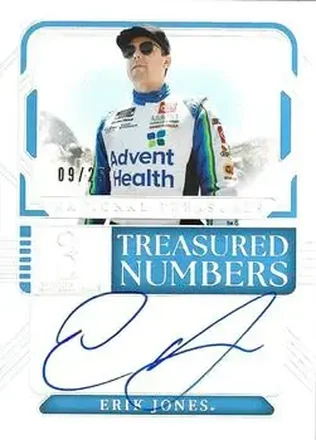 2025 Panini National Treasures - Treasured Numbers Signatures Holo Silver #TNS-EJS - Erik Jones - Legacy Motor Club