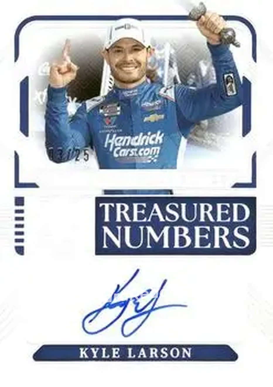 2025 Panini National Treasures - Treasured Numbers Signatures Holo Silver #TNS-KLN - Kyle Larson - Hendrick Motorsports - Front