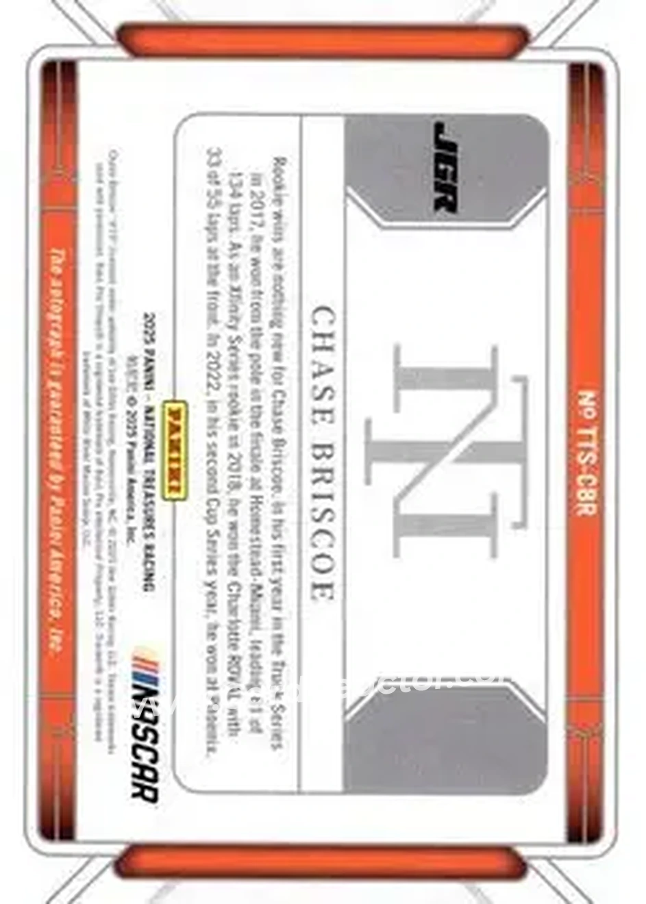 2025 Panini National Treasures - Triple Threat Signers #TTS-CBR - Chase Briscoe - Joe Gibbs Racing - Back