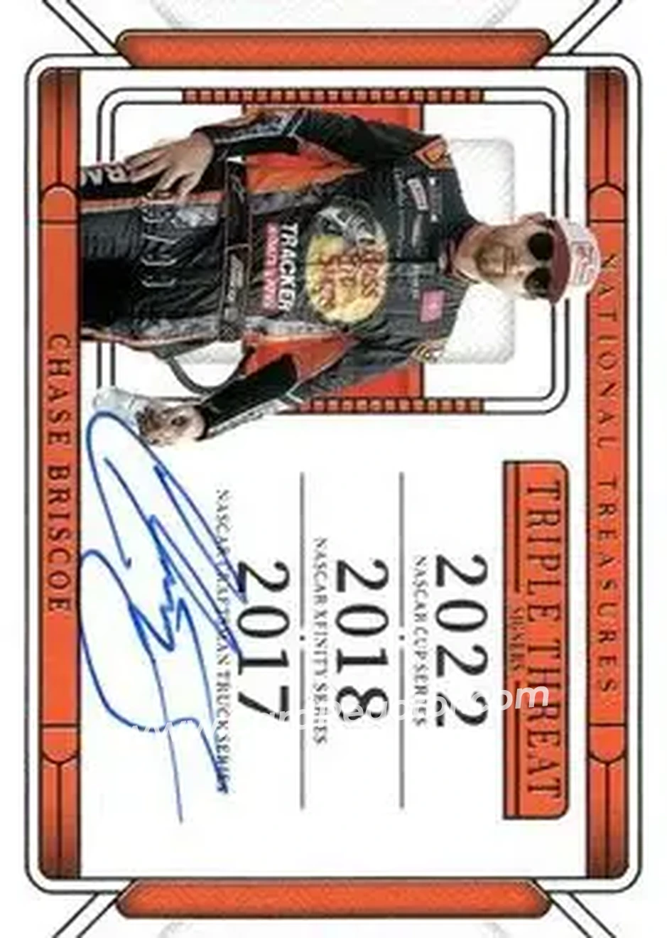 2025 Panini National Treasures - Triple Threat Signers #TTS-CBR - Chase Briscoe - Joe Gibbs Racing - Front