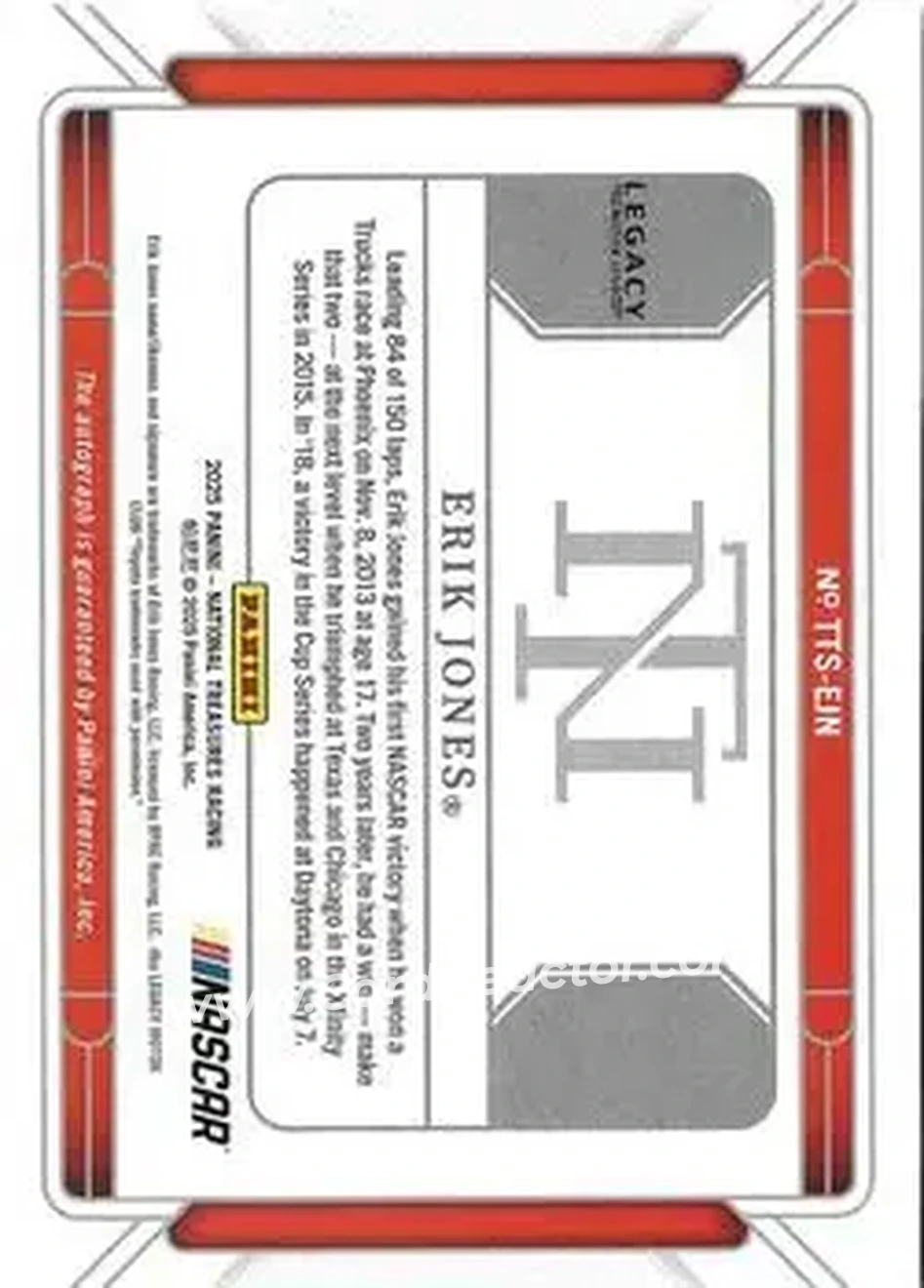 2025 Panini National Treasures - Triple Threat Signers #TTS-EJN - Erik Jones - Legacy Motor Club - Back