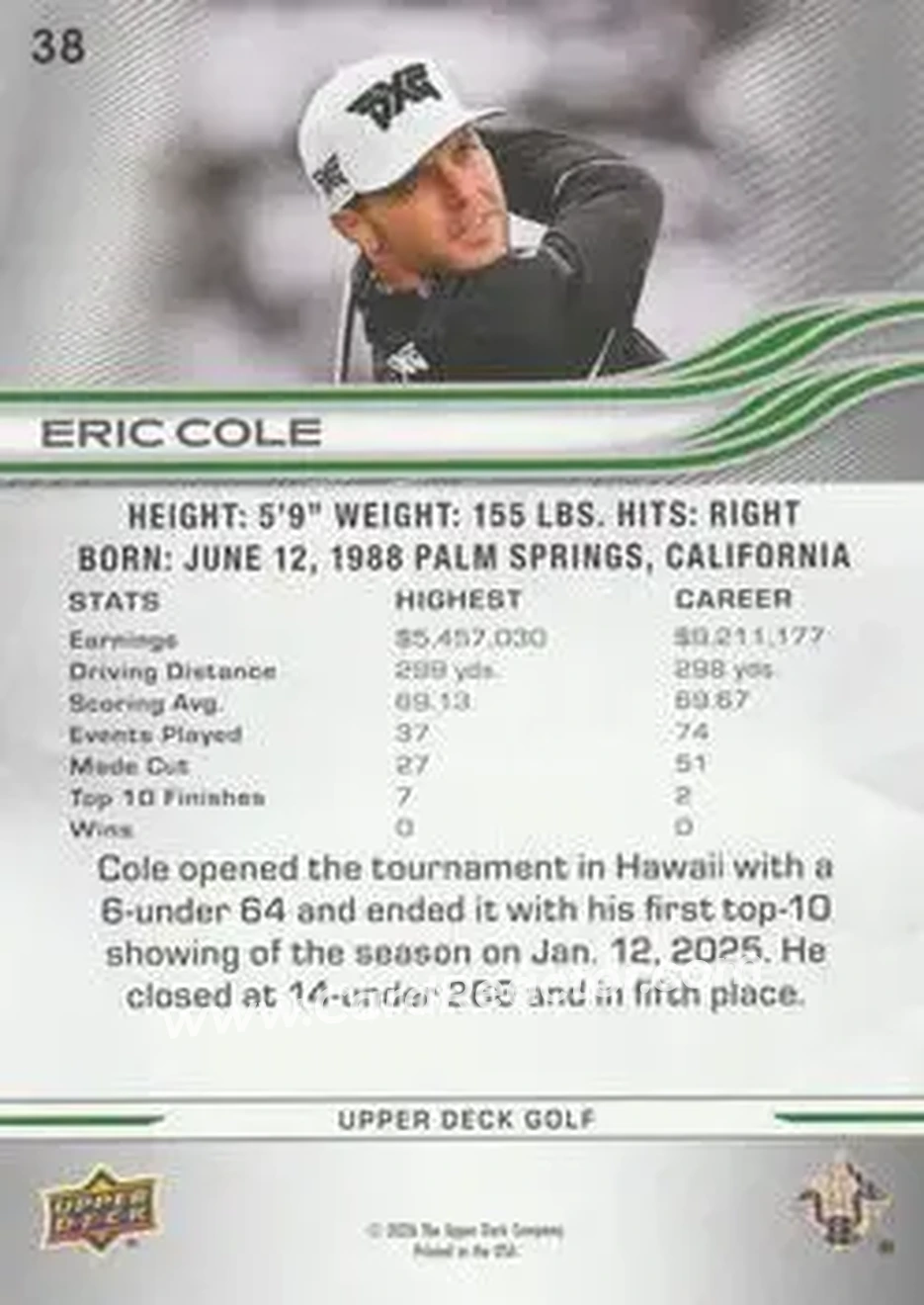 2026 Upper Deck #38 - Eric Cole - Back