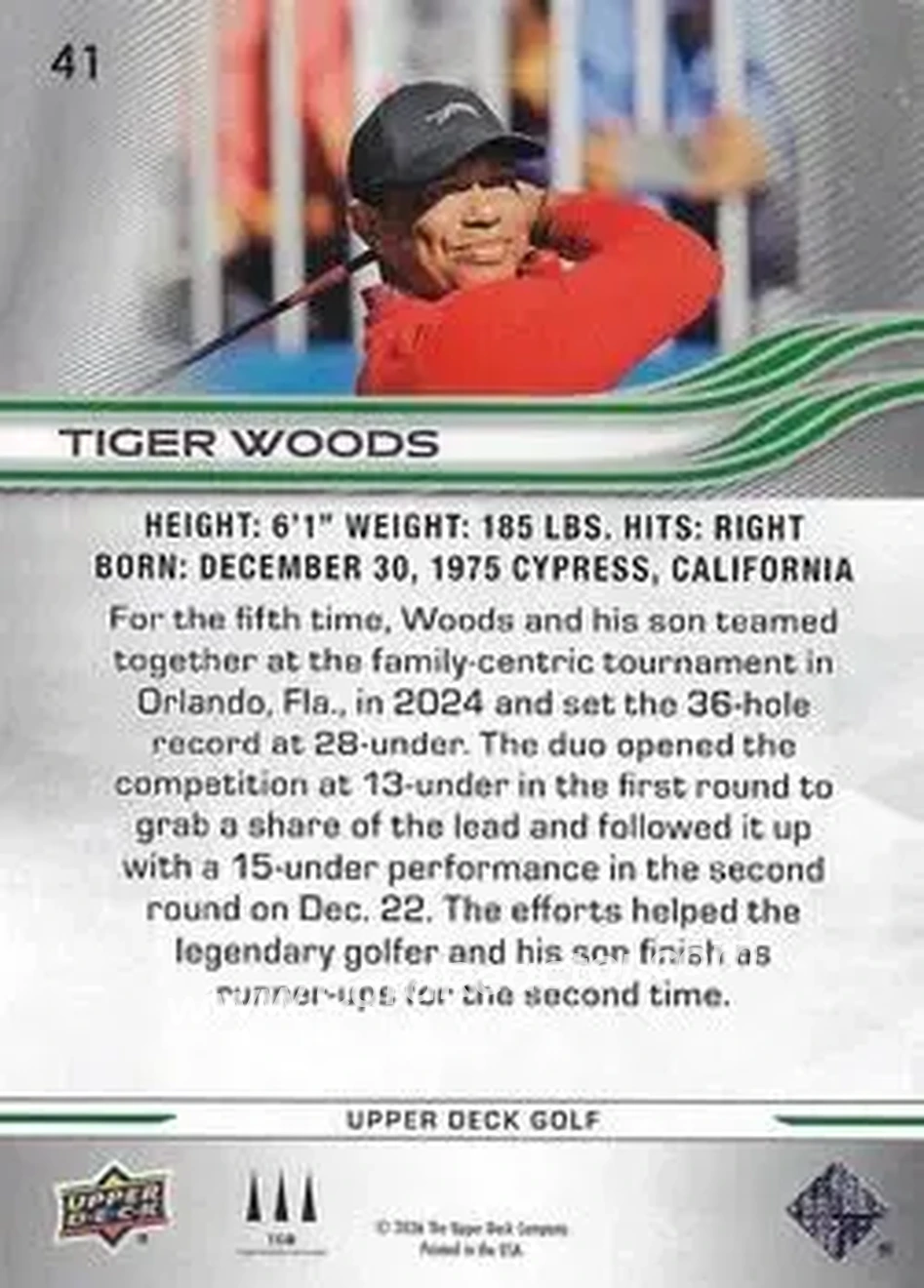 2026 Upper Deck #41 - Tiger Woods - Back