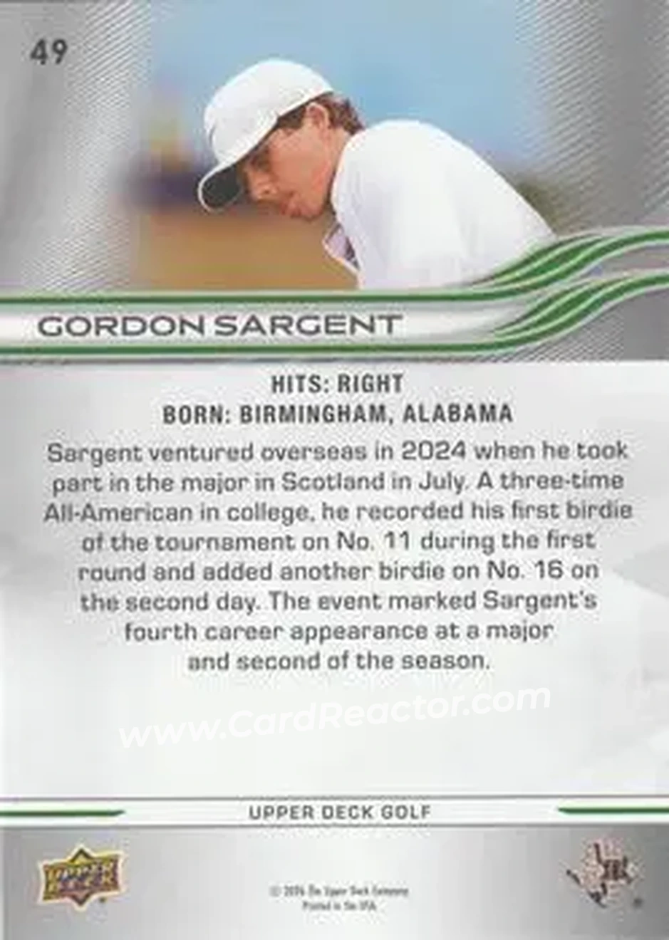 2026 Upper Deck #49 - Gordon Sargent - Back