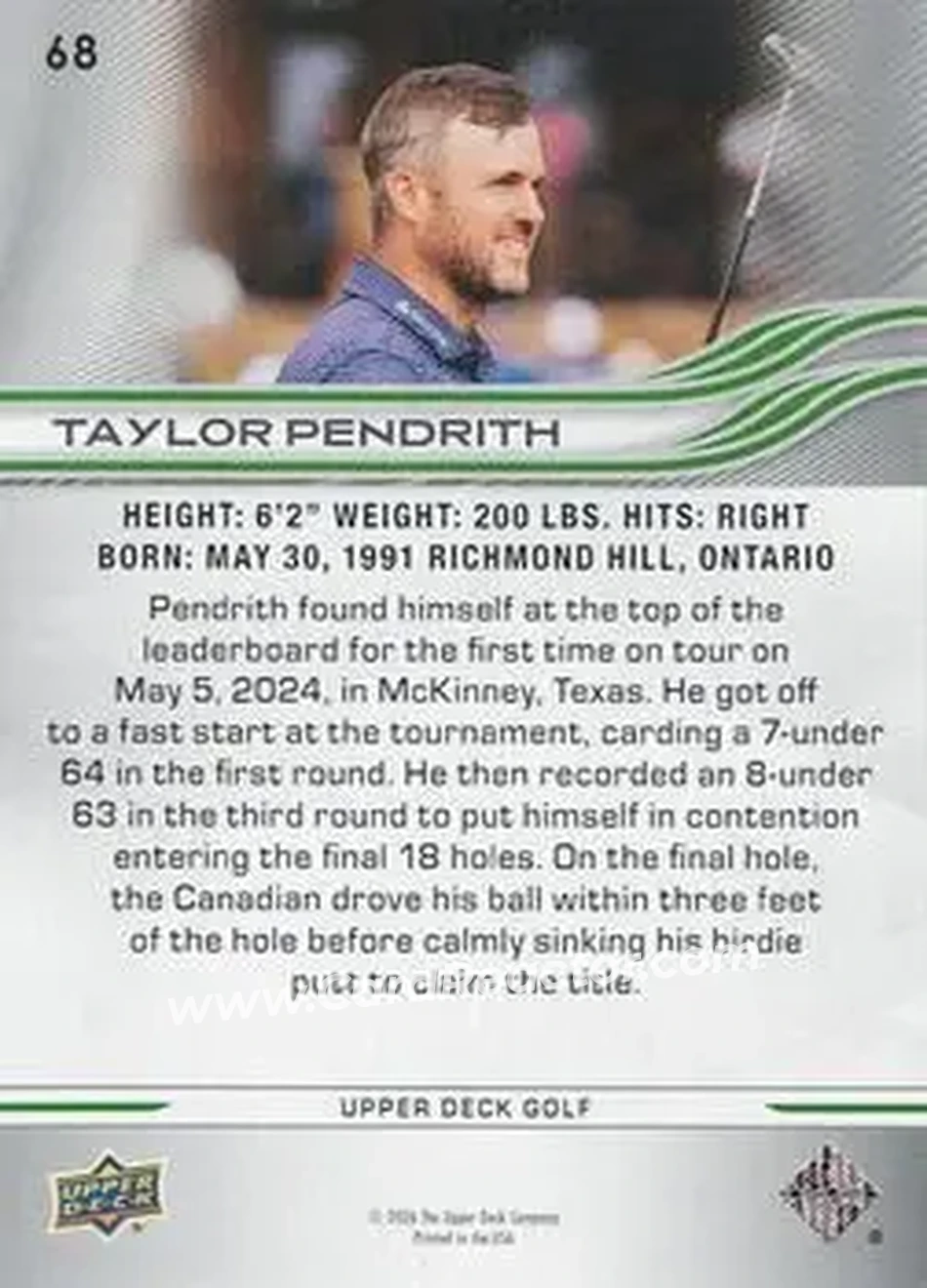 2026 Upper Deck #68 - Taylor Pendrith - Back