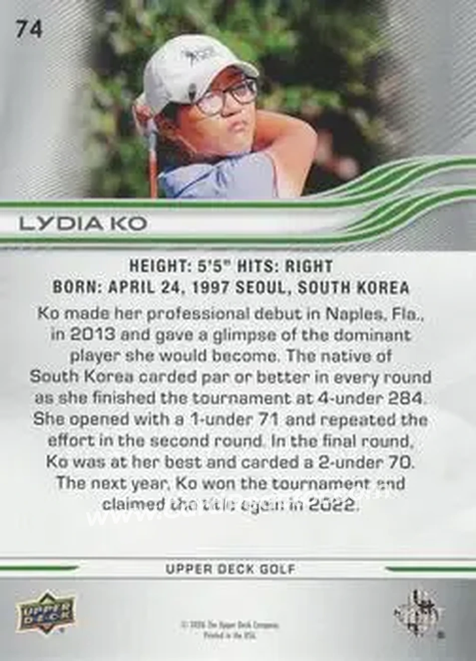 2026 Upper Deck #74 - Lydia Ko - Back