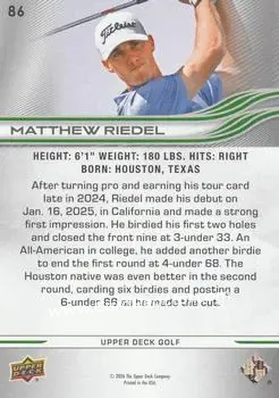 2026 Upper Deck #86 - Matthew Riedel - Back