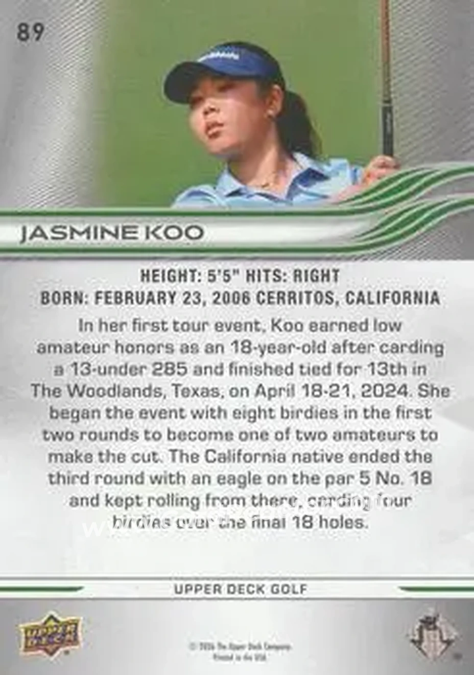 2026 Upper Deck #89 - Jasmine Koo - Back
