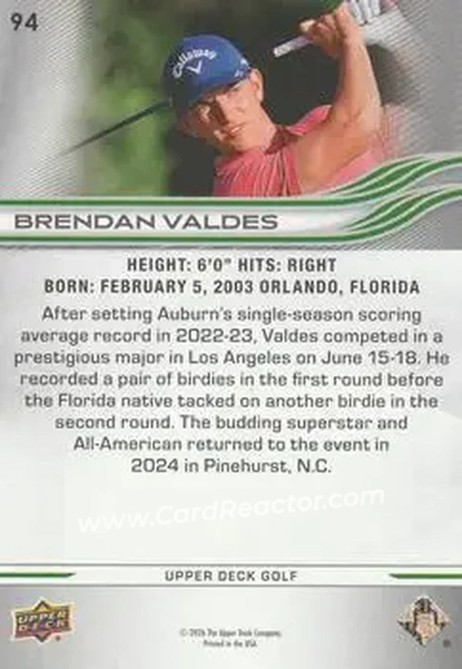 2026 Upper Deck #94 - Brendan Valdes - Back