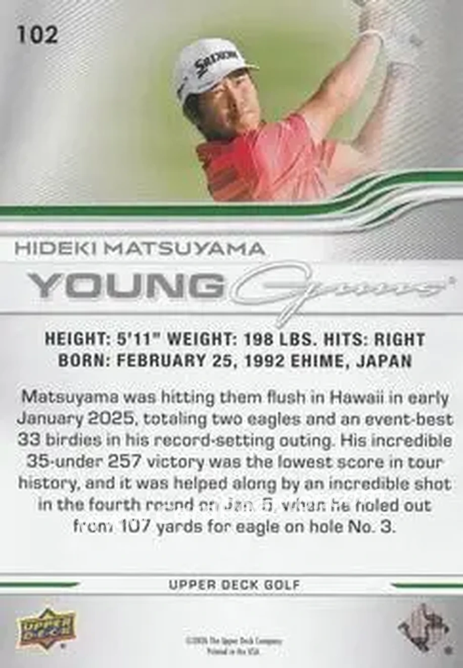 2026 Upper Deck #102 - Hideki Matsuyama - Back