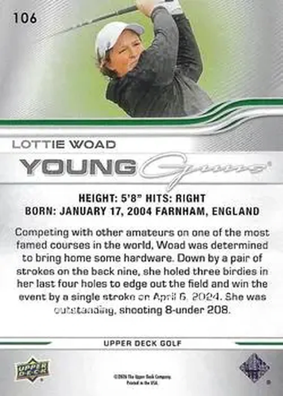 2026 Upper Deck #106 - Lottie Woad - Back 2026 Upper Deck #106 - Lottie Woad - Back