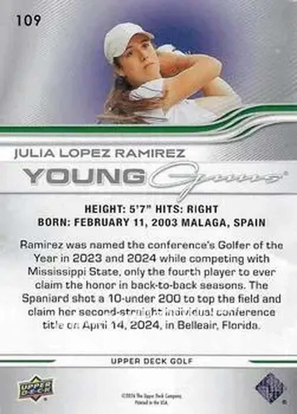 2026 Upper Deck #109 - Julia Lopez Ramirez - Back
