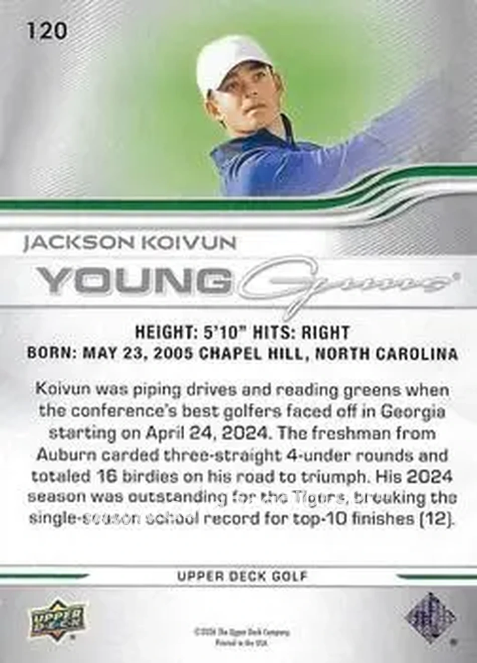 2026 Upper Deck #120 - Jackson Koivun - Back