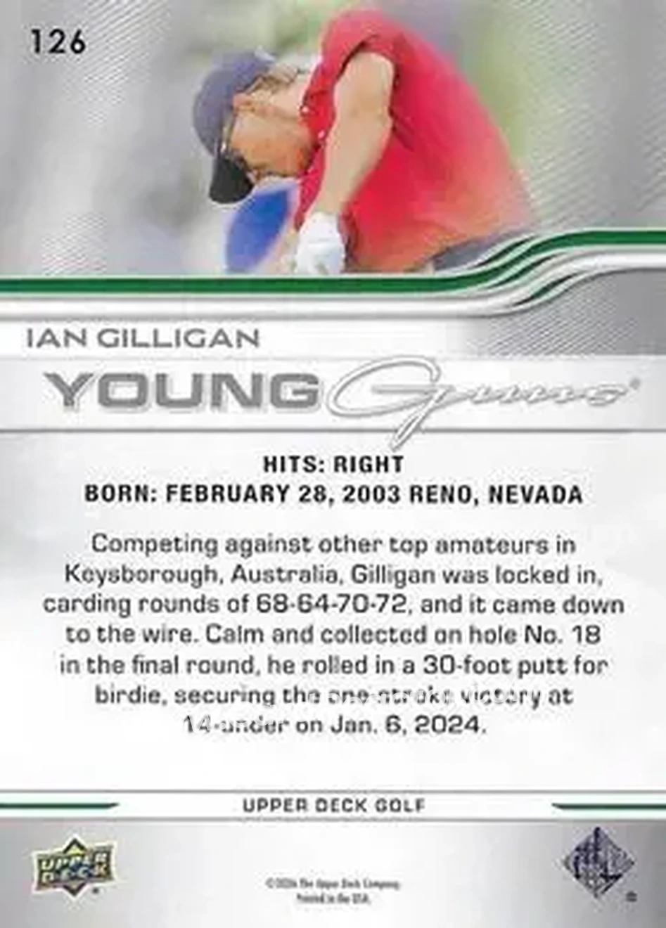 2026 Upper Deck #126 - Ian Gilligan - Back