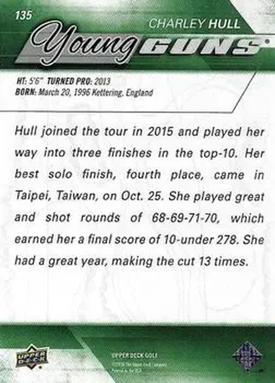 2026 Upper Deck #135 - Charley Hull - Back