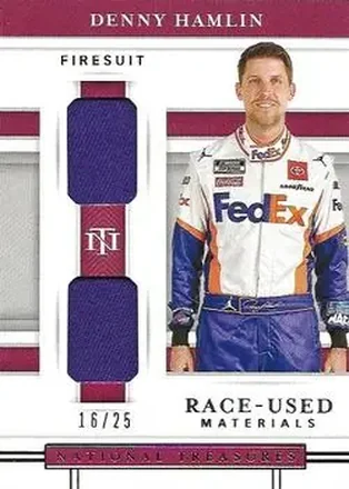 2020 Panini National Treasures - Dual Race Used Firesuits #DRU-DH - Denny Hamlin - Joe Gibbs Racing