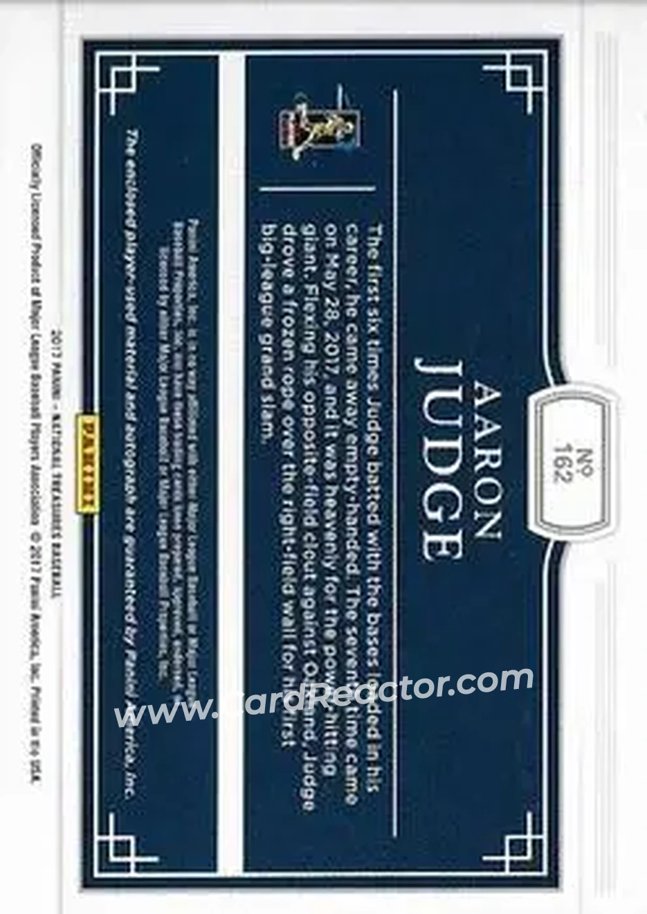 2017 Panini National Treasures - Gold #162 - Aaron Judge - New York Yankees - Back