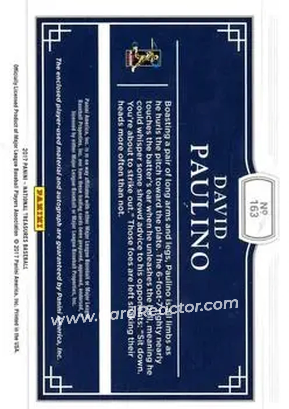 2017 Panini National Treasures - Gold #163 - David Paulino - Houston Astros - Back