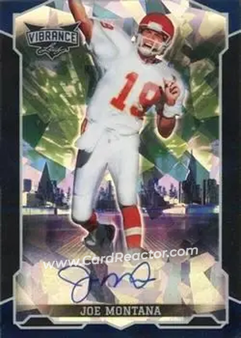 2022 Leaf Vibrance - Navy Blue Crystal #BA-JM4 - Joe Montana - Kansas City Chiefs - Front