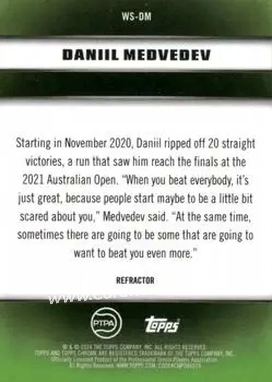 2024 Topps Graphite - Winning Streaks Refractor #WS-DM - Daniil Medvedev - Back 2024 Topps Graphite - Winning Streaks Refractor #WS-DM - Daniil Medvedev - Back