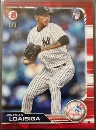 2019 Bowman - Red #7 - Jonathan Loaisiga - New York Yankees
