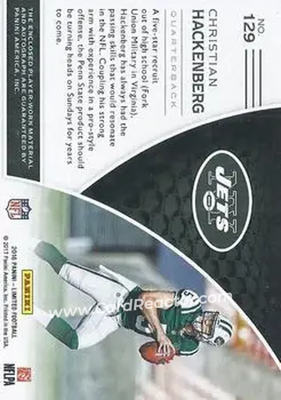 2016 Panini Limited #129 - Christian Hackenberg - New York Jets - Back