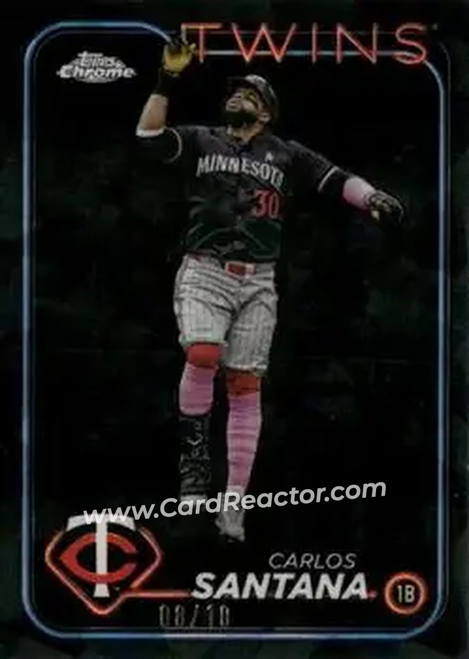 2024 Topps Chrome Update Sapphire Edition - Black Sapphire #USCS224 - Carlos Santana - Minnesota Twins - Front