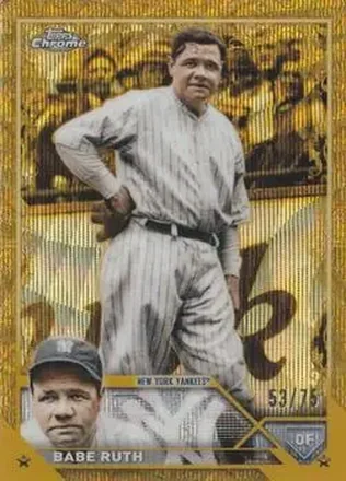 2023 Topps Gilded Collection - Wave Gold Etch Refractors #3 - Babe Ruth - New York Yankees