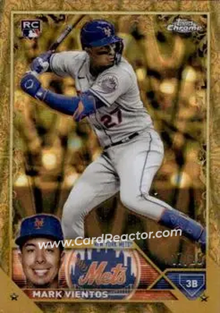 2023 Topps Gilded Collection - RayWave Gold Etch Refractors #144 - Mark Vientos - New York Mets - Front