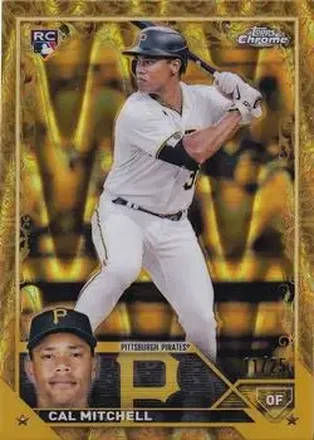 2023 Topps Gilded Collection - RayWave Gold Etch Refractors #148 - Cal Mitchell - Pittsburgh Pirates