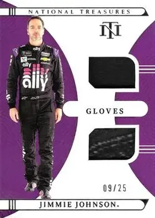 2022 Panini National Treasures - Dual Race Used Gloves #DRU-JJO - Jimmie Johnson - Hendrick Motorsports