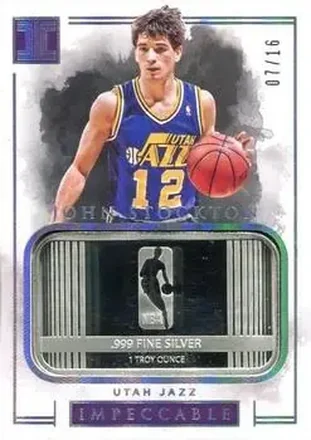 2016-17 Panini Impeccable - Silver NBA Logo #43 - John Stockton - Utah Jazz