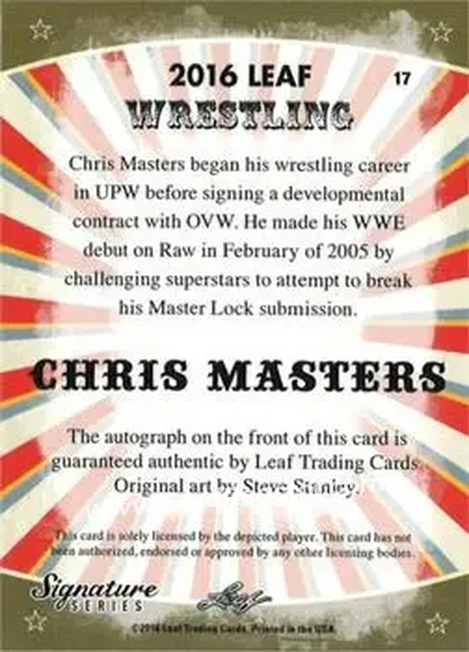 2016 Leaf Signature Series #17 - Chris Masters - Back 2016 Leaf Signature Series #17 - Chris Masters - Back