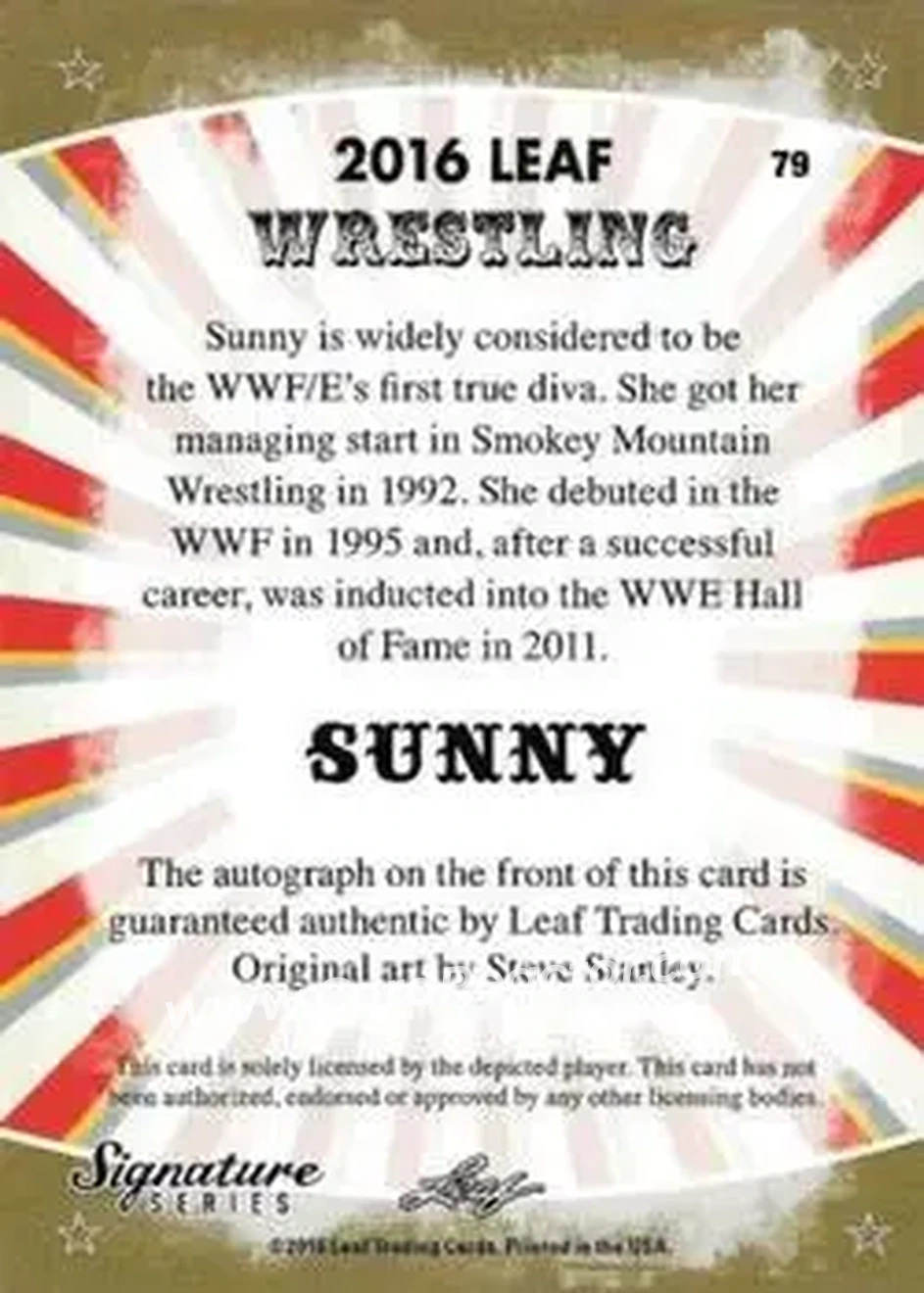 2016 Leaf Signature Series #79 - Sunny - Back 2016 Leaf Signature Series #79 - Sunny - Back