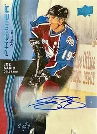 2023-24 Upper Deck Premier - Auto Platinum #99 - Joe Sakic - Colorado Avalanche