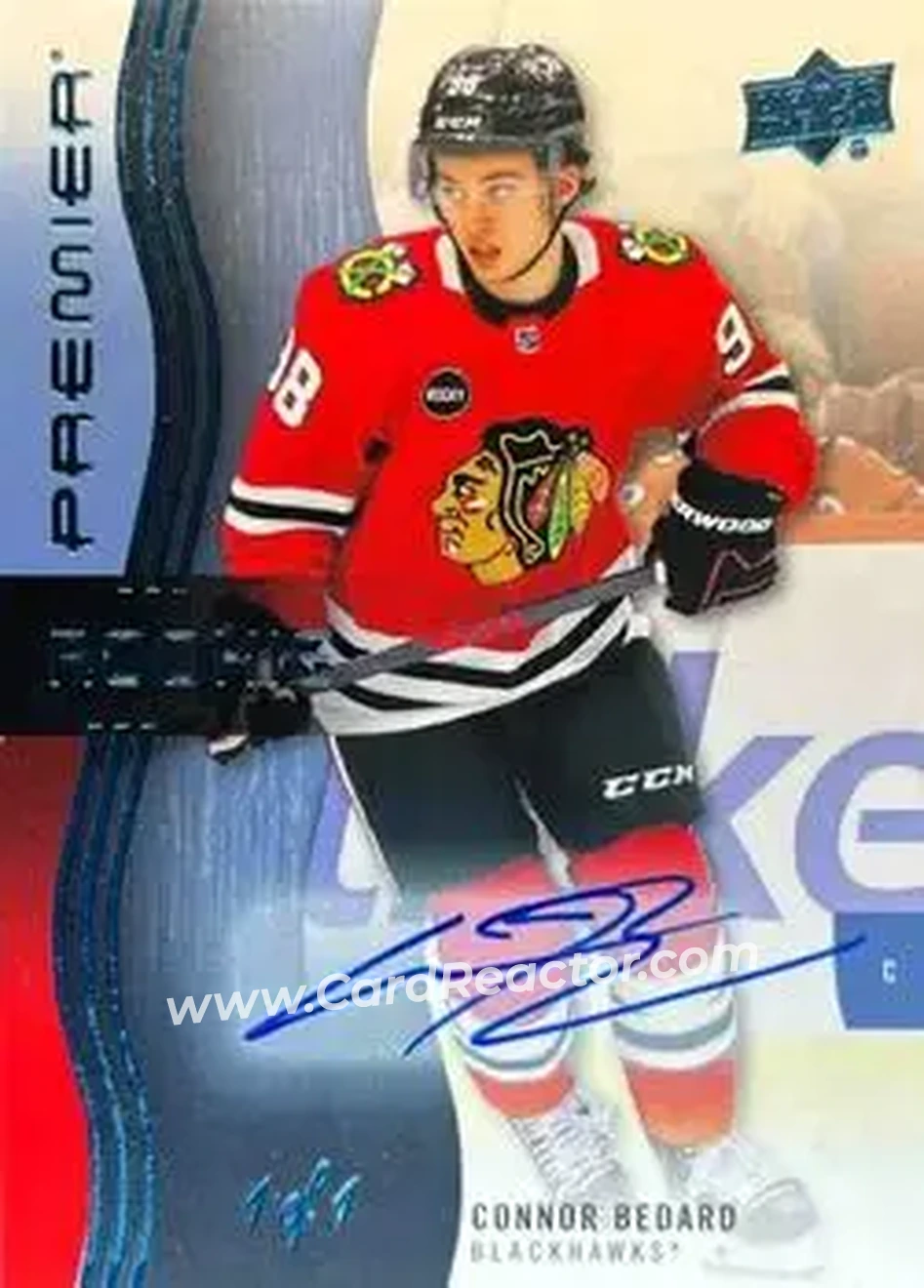 2023-24 Upper Deck Premier - Auto Platinum #101 - Connor Bedard - Chicago Blackhawks - Front