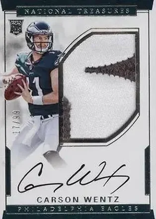 2016 Panini National Treasures #102 - Carson Wentz - Philadelphia Eagles